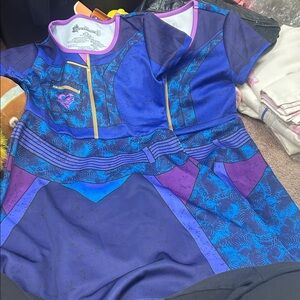 Girls' Purple & Blue Casual Dress with Gold Trim bin e2